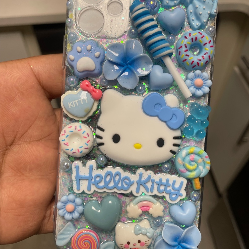 Sanrio Hello Kitty Pastel Blue Decoden Phone Case